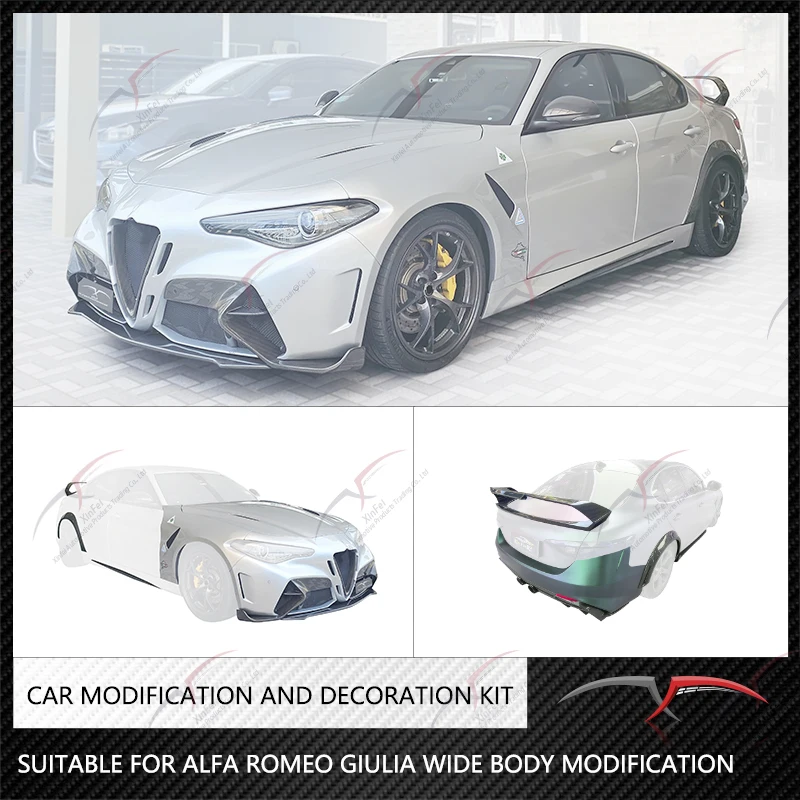 Suitable for Alfa Romeo Giulia wide body kit, front bumper, carbon fiber car exterior modification, decorative accessories