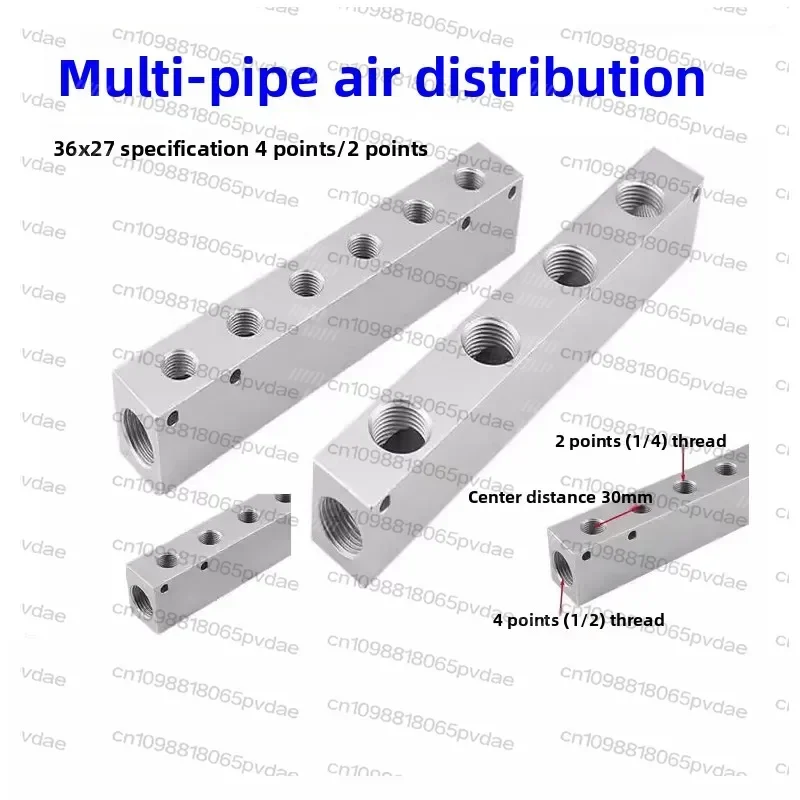 Tool Parts 36x27mm Air Manifold Distributor  Divider Splitter Pipeline Pneumatic Quick Plug In Connector Hose Aluminum Block