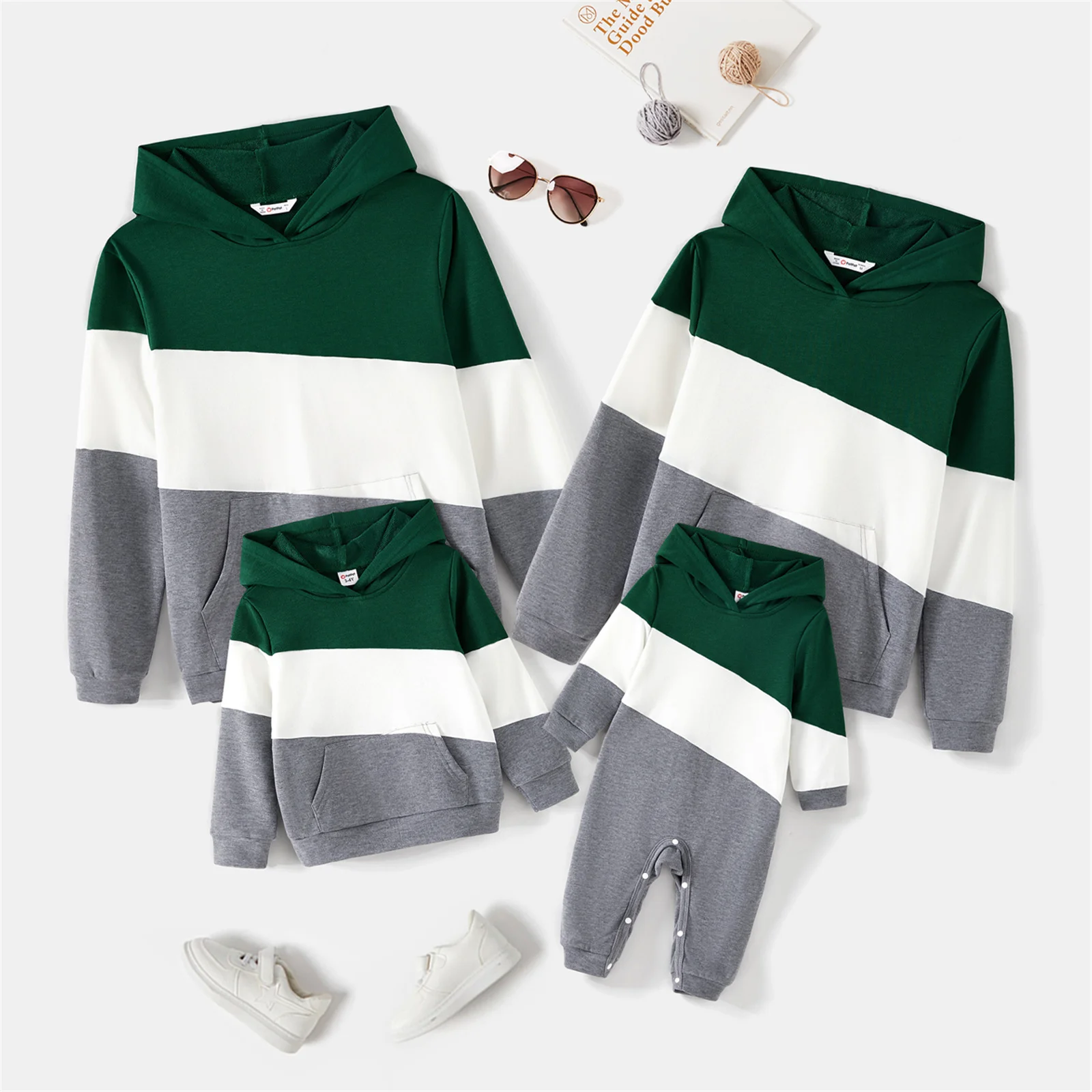 PatPat Family Matching Colorblock Long-sleeve Hoodies