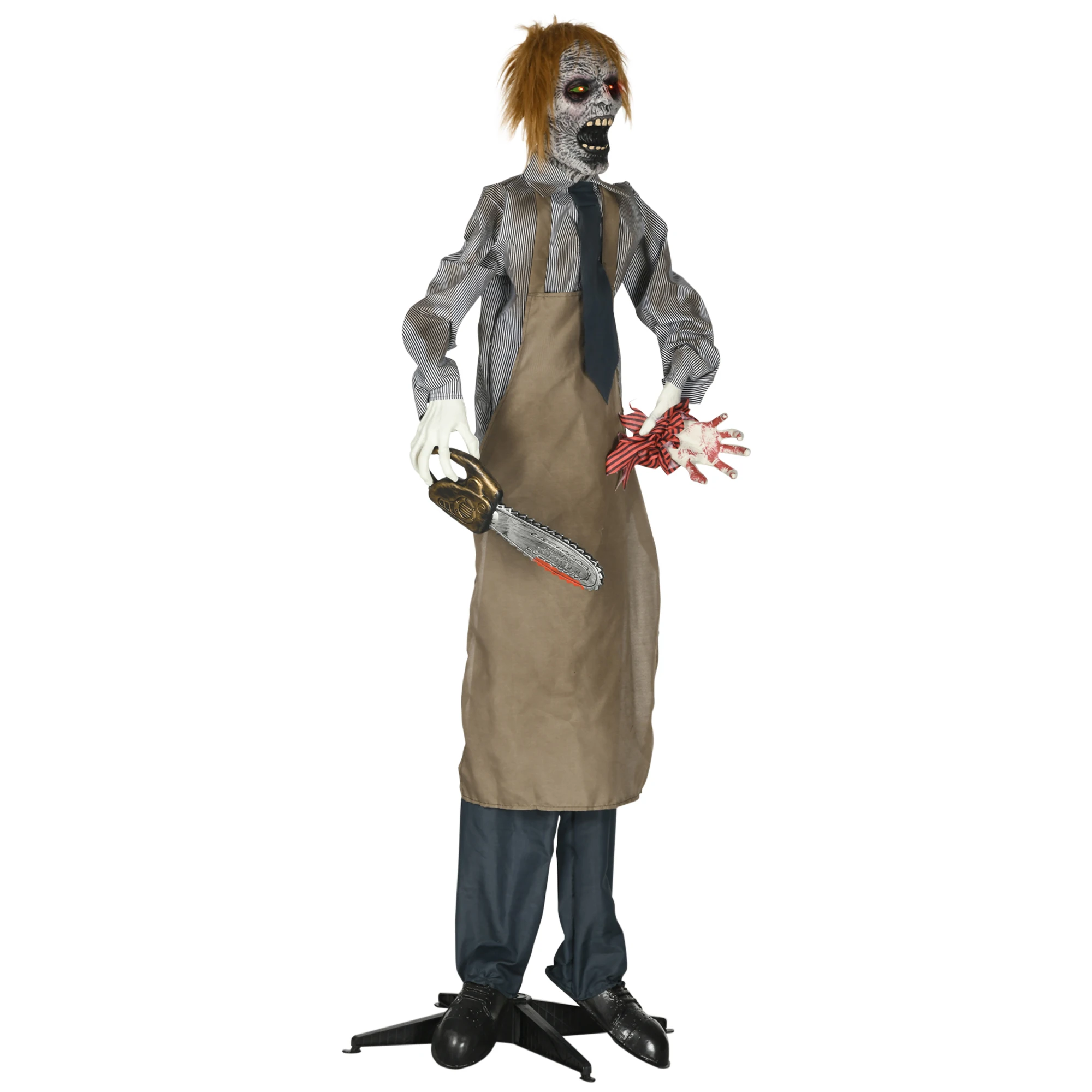 Decorazione di Halloween, Motosega Assassina, Motosega Mobile con Suono, Commutazione Automatica, 1,70m