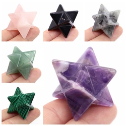 25mm Merkaba Star Stone Carving Natural Healing Crystal Quartz Jade Jasper Energy Craft Home Decoration For Altar Wholesale Gift