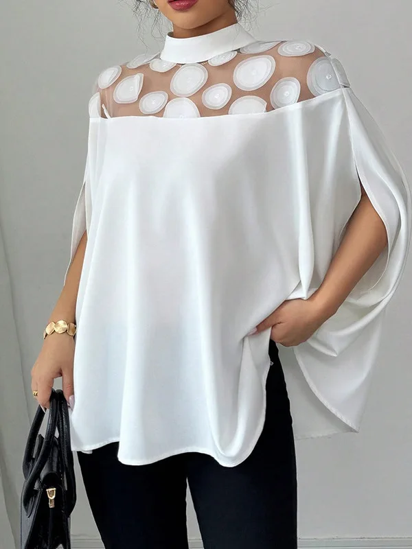 Женская блузка Loose Me с открытыми плечами, однотонная женская блузка в стиле ретро Sle Commute Faion Batwing Sve Me Cover-Up