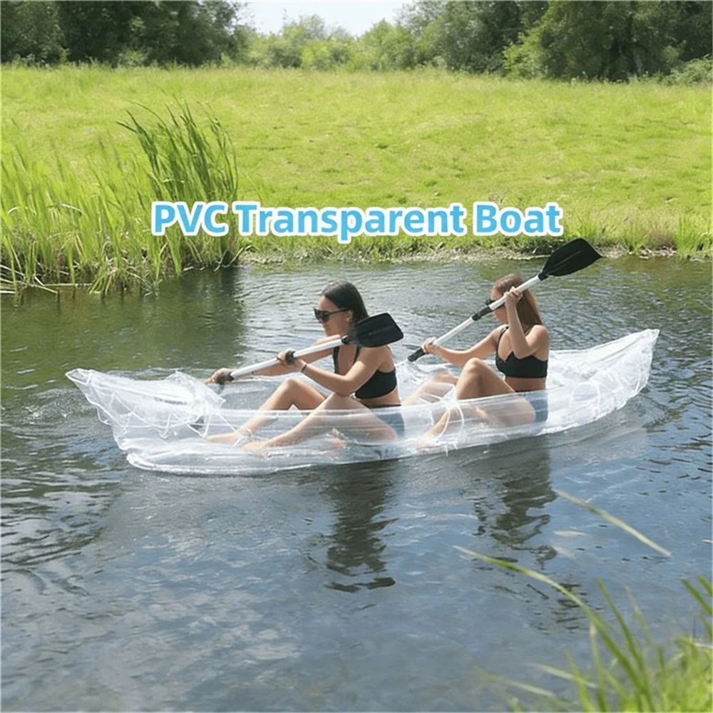 Transparent Kayak, Multi-Person Inflatable Boat Thickened Wear-Resistant Bottom Fishing Boat, Portable PVC Kayak