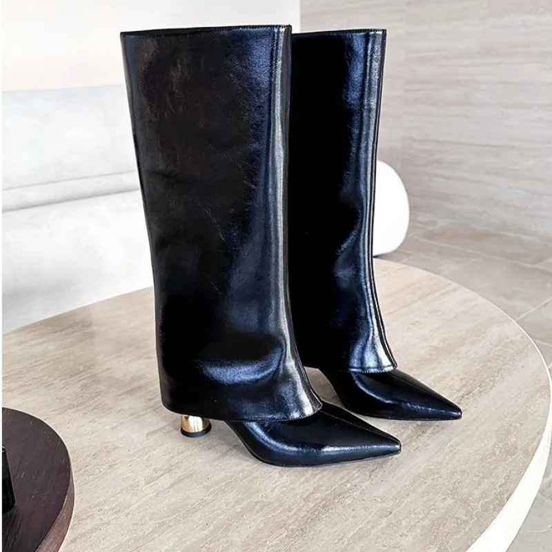 Pointed Toe Women High Boots Designer High Heels Shoes Fashion Knee High 2025 Winter Chelsea Boots  Pumps Luxury Botas Mujer image 2