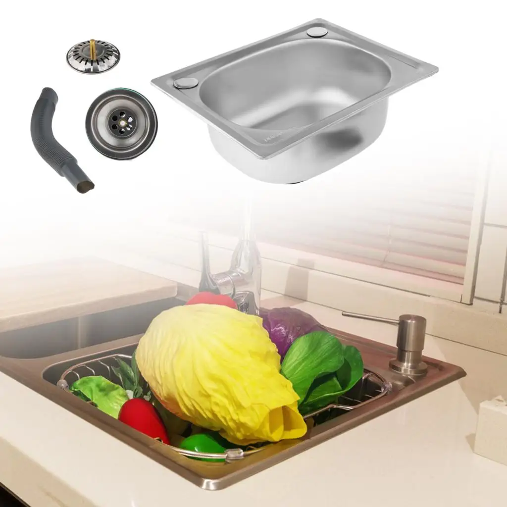 Drop in Kitchen Sink Set Kitchen Fixture Single Bowl for Restaurant Washroom Bar Dining room Stainless Steel Kitchen Sink