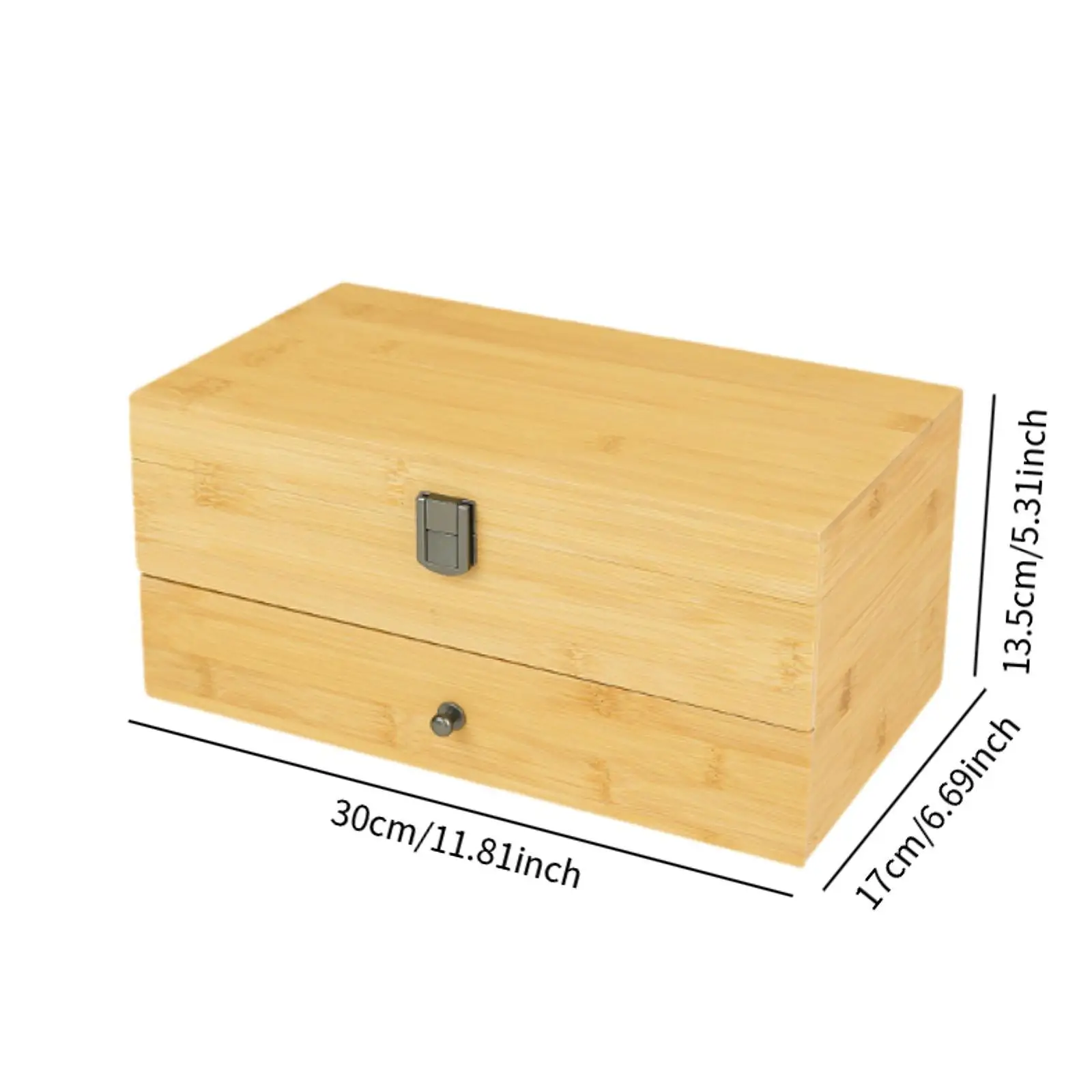 2 Tier Wooden Jewelry Box Organizer with Mirror Drawer Desktop Trinket Box for Women Lady NightStand Dresser Sunglasses Bedside