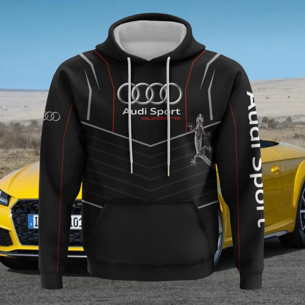 

2025 New Audi Authorized Superpower Quattro Moto Hoodie Breathable Soft Comfortable Windproof Casual Hoodie Men's and Women's