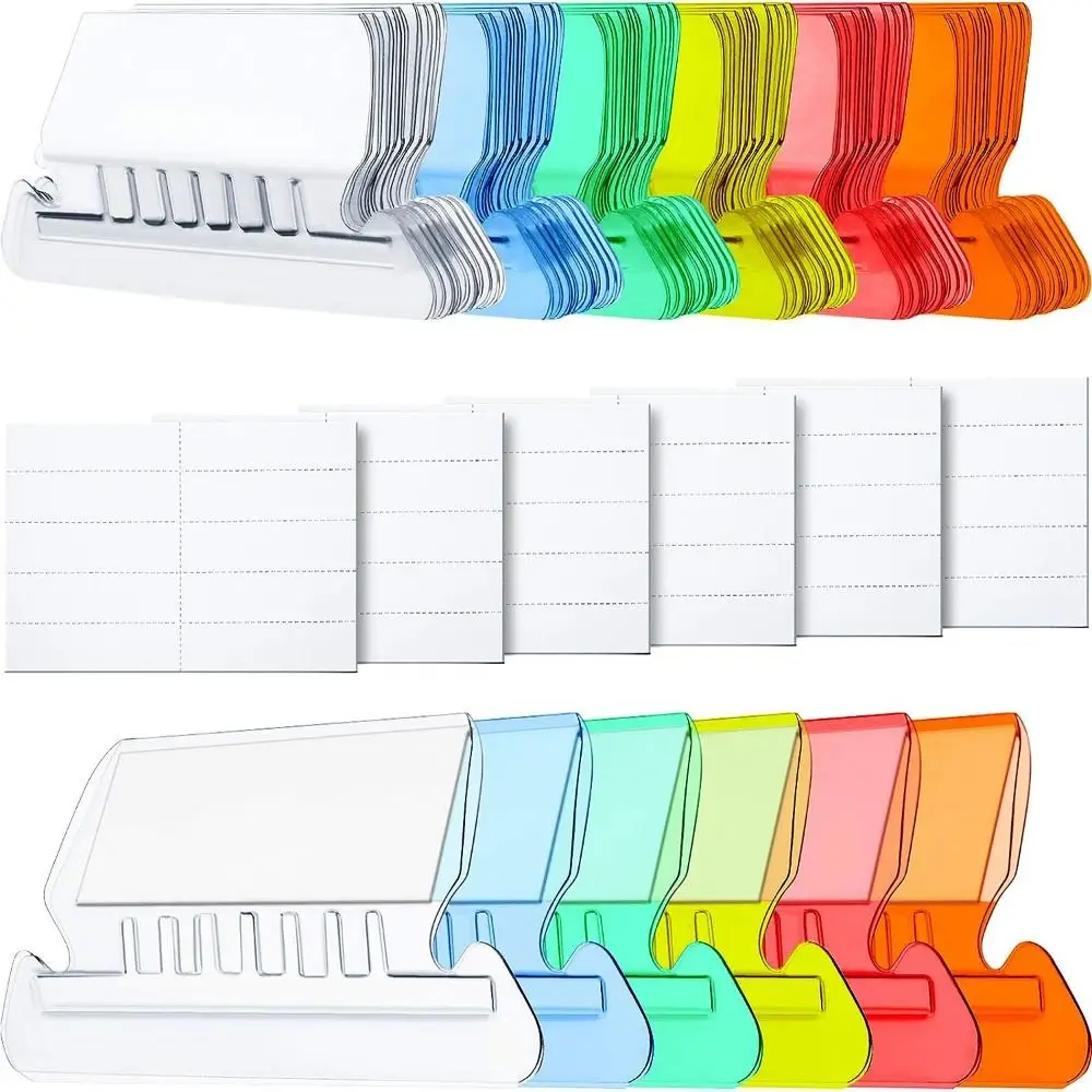 

60/100Pcs PVC File Folder Tabs Quick Identification Clear To Read Hanging Folder Tabs Removable Distinguish Hanging Files