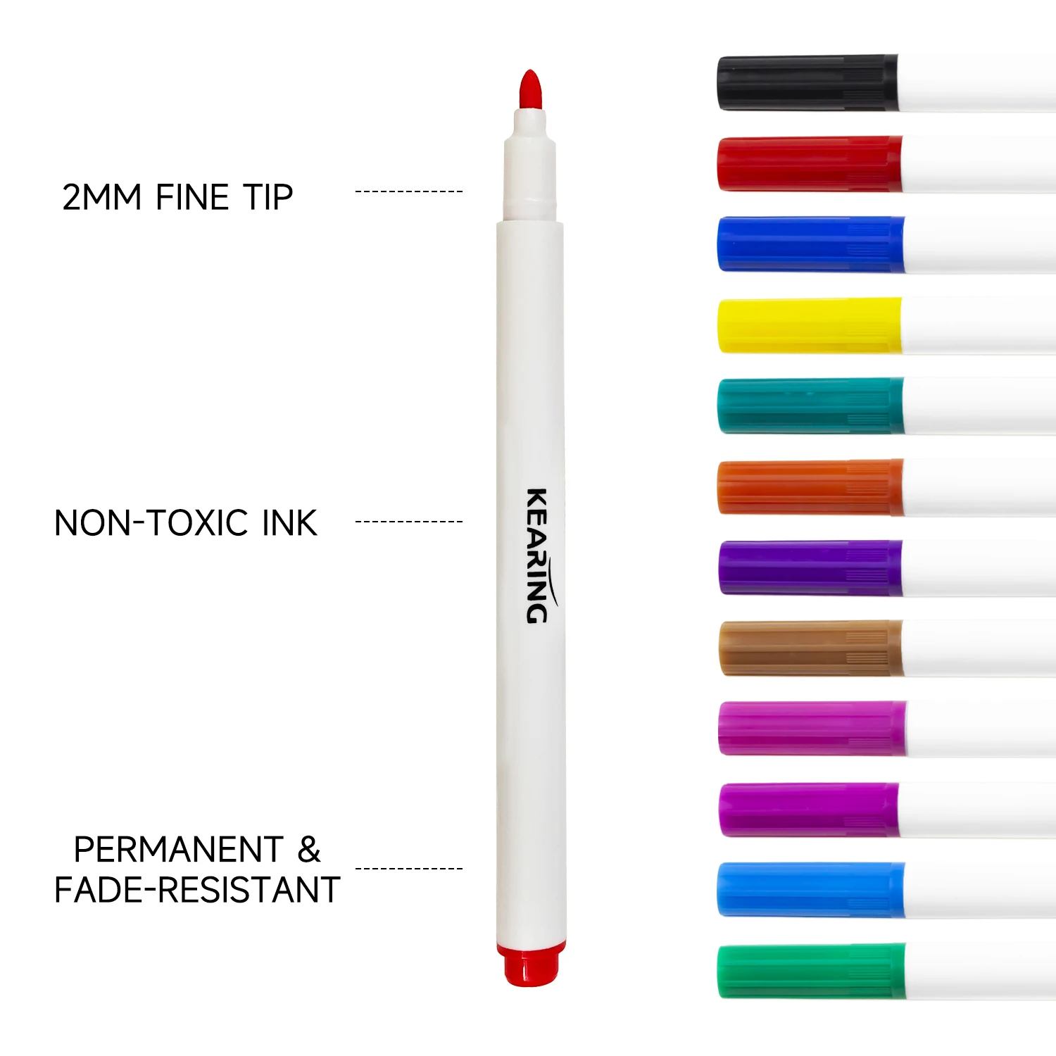 Kearing Iron On Heat Transfer Markers 12 Colors Permanent 2mm 1mm Tip Sublimation Ink Markers For Mugs T Shirts Diy Drawing