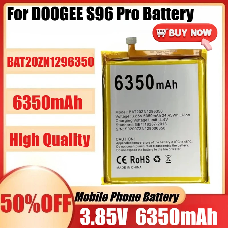 

New BAT20ZN1296350 6350mAh 3.85V BAT20ZN1296350 High Quality Battery for DOOGEE S96 Pro Battery Batteries
