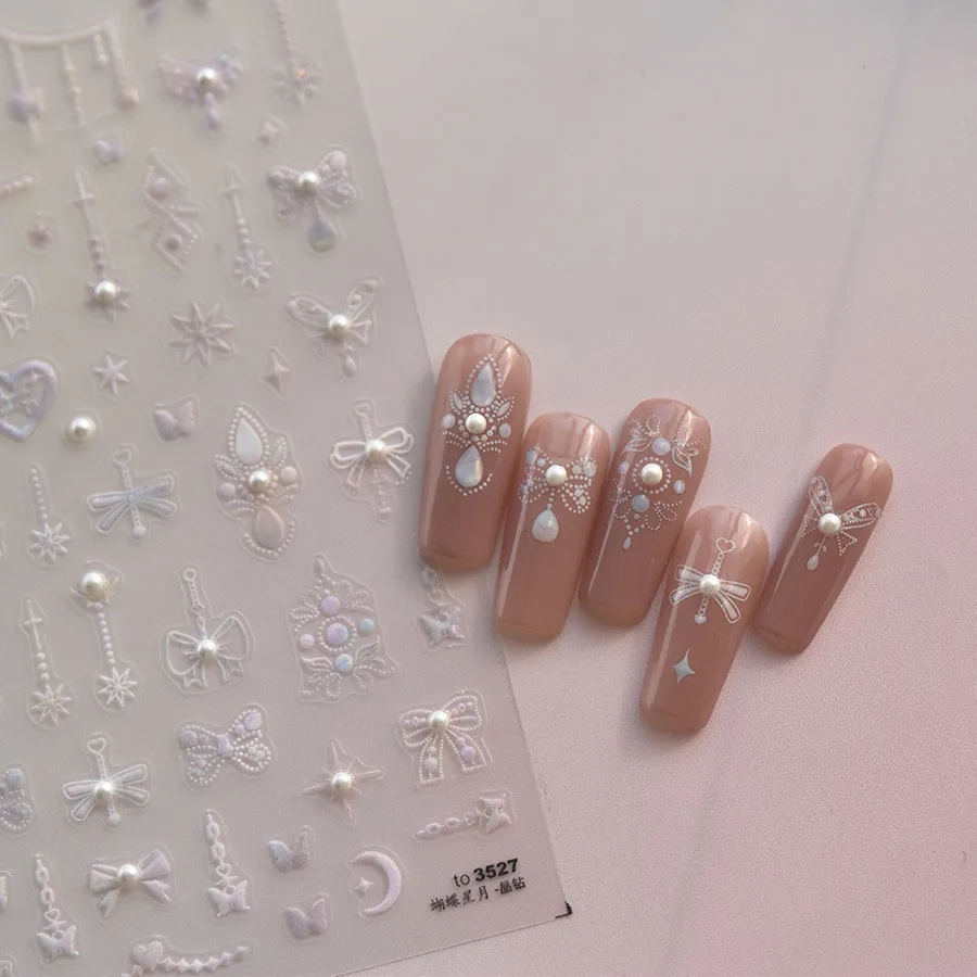 1pcs Nail Art Luxury Crystal Diamond Nail Sticker Japanese Retro Nail Sticker Butterfly Star Moon Adhesive Slider Press On Nails