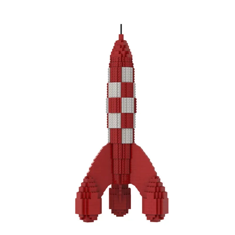 Moc vermelho aventura viagem lua foguete buliding bloco kit espaço foguete tijolos cérebro jogo montar brinquedos para crianças presente de aniversário
