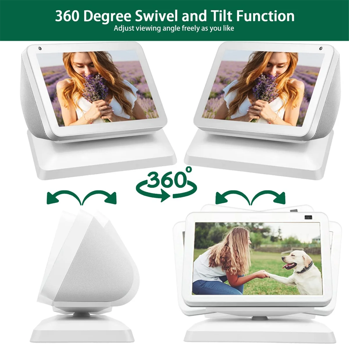 حامل BFYLW لـ Echo Show 8، حامل حامل مكبر الصوت الذكي لـ Echo Show 8، ملحقات تثبيت الطاولة - أبيض