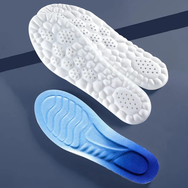 Plantillas deportivas con tecnología de nube 4D, zapatos con suela de PU, cojín suave y transpirable con absorción de impacto, plantillas para el cuidado ortopédico para correr