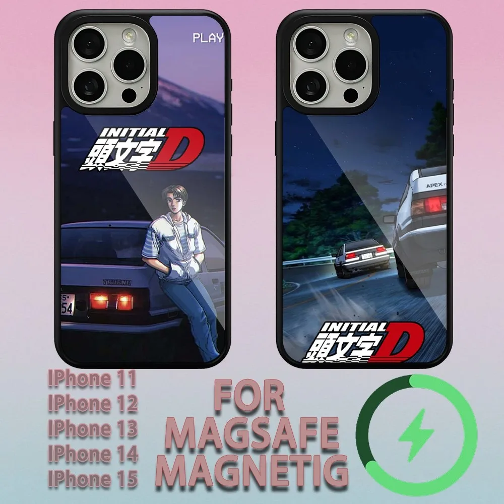 Bilibili Anime AE86S InitialDS  Phone Case For iPhone 15 14 13 12 11 Pro Max Plus Magsafe Magnetic Wireless Charging Cover