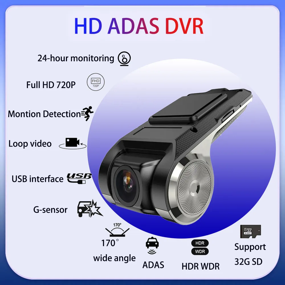 For Android Navigation Car Multimedia Player Accessories ADAS Car DVR Dashcam Video HD 720P USB TF Card 16G32G Auto Recorder DVD