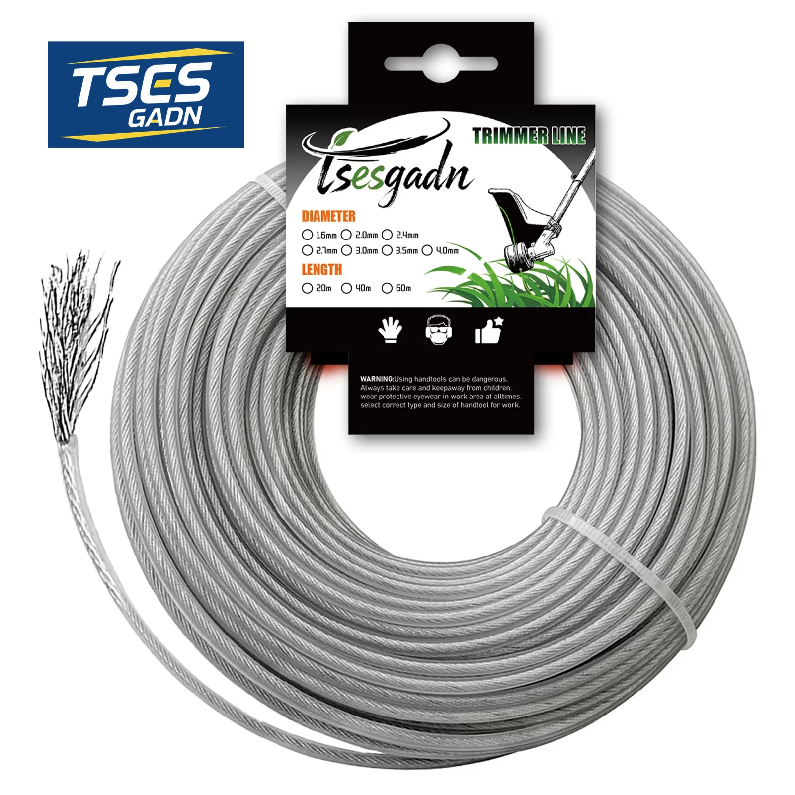 TSES 15 м * 2,0 мм ~ 4,0 мм стальной сердечник триммерная леска сверхмощный сменный трос для резки травы с проволокой стальная леска триммера
