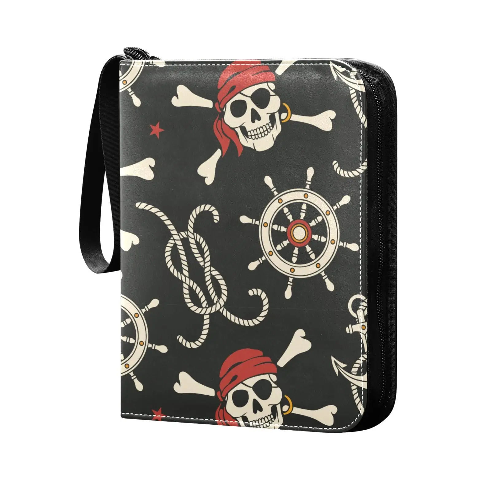 Pirate Skull Anchor Card Binder 4 Pocket Card Binder 400 Double Sided Pocket Album for Game Cards Unique Card Collection Storage