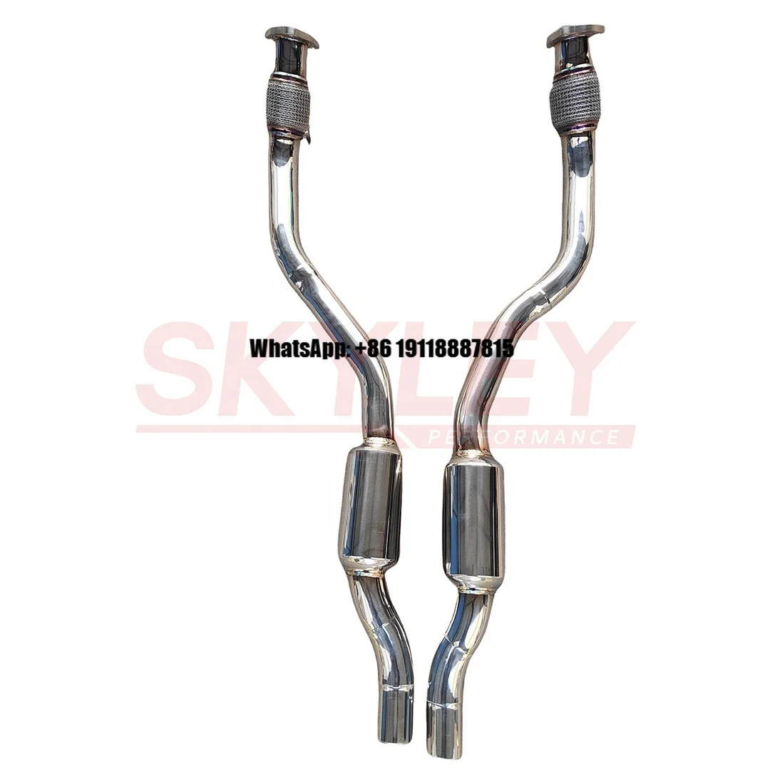 SKYLEY Performance Exhaust Front Pipe with Resonators for Audi S4 S5 B8 B8.5 3.0t Racing Car Muffler Exhaust Pipes
