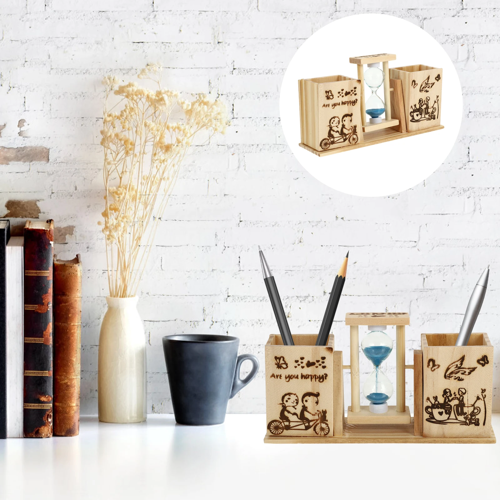 

Creative Retro Wooden Hourglass Timer Sandglass Sand Clock Anti-Fall Game For Cooking Kids Playing Exercise Home Office