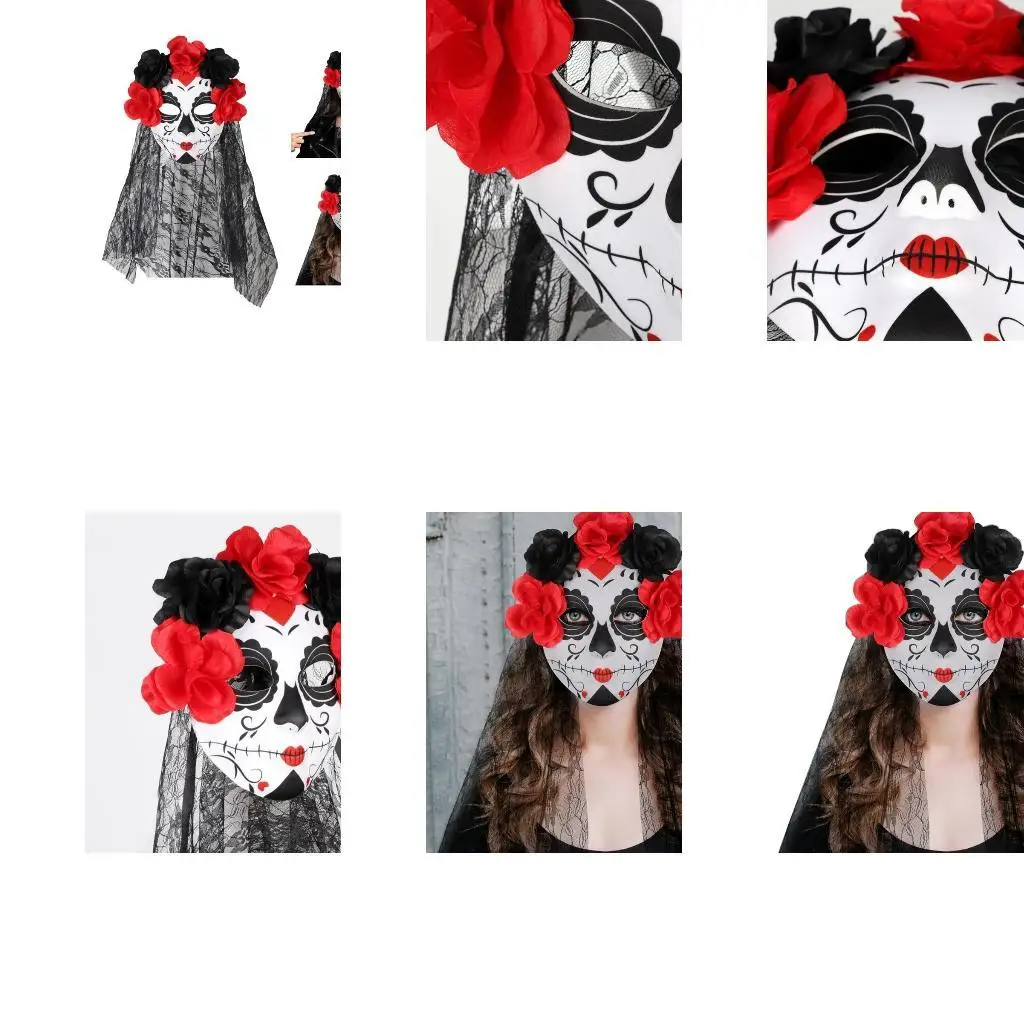 

39BB Scary Day of the Dead Mask Punk Women Masquerade Halloween Prom Party Face Decor