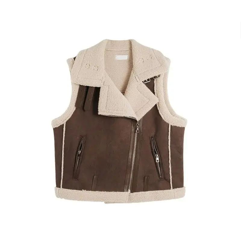 2025 New Style Women's Loose-Fit Lamb Wool Vest  Fleece Integrated Stylish Horse Clip Outerwear Autumn/Winter