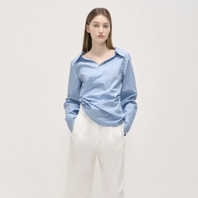 

TIM*25 Spring New Plaid irt Korean Sle V-ne Buttoned Slim Fit Long Sve Cotton Polyester Blend Printed Fabric