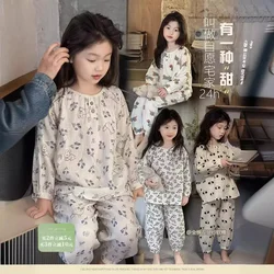 Baby Girls Pajamas Sets Toddler Cartoon Printed Underwear Suit 2024 Spring Autumn1 To 8 Yrs Children's Sleep Wear Casual