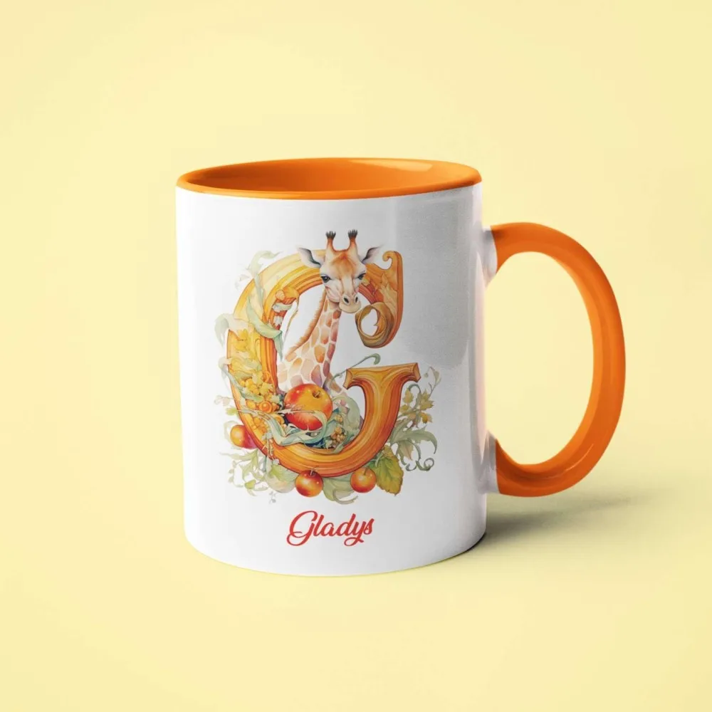 Custom Letter Coffee Mug Personalized Name Animal Mug Custom Letter Ceramic Cup Engraved Name Christmas Birthday Gift Unique Let