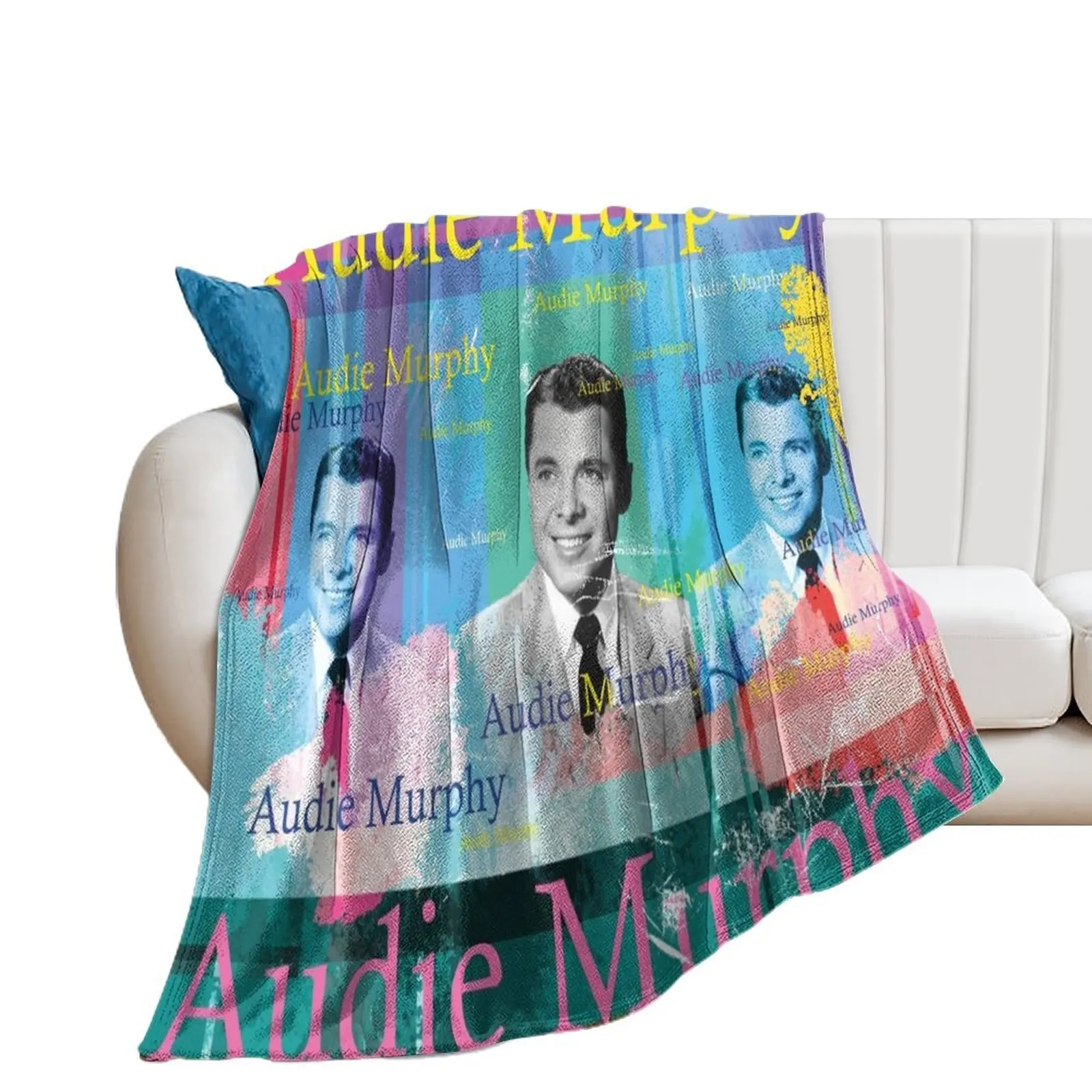 aesthetic, portrait, American actor western hero Audie Murphy Throw Blanket Cute Plaid Large Picnic Blankets