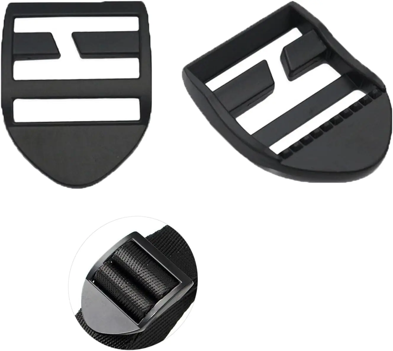 2-piece metal adjustment buckle oblique mouth dumb black inner diameter 2.5CM backpack shoulder strap sliding buckle outdoor