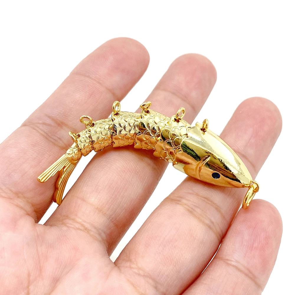 Trendy Gold Color Plain Lifelike Fish-shaped Pendant Charm Necklaces Jewelry Gift