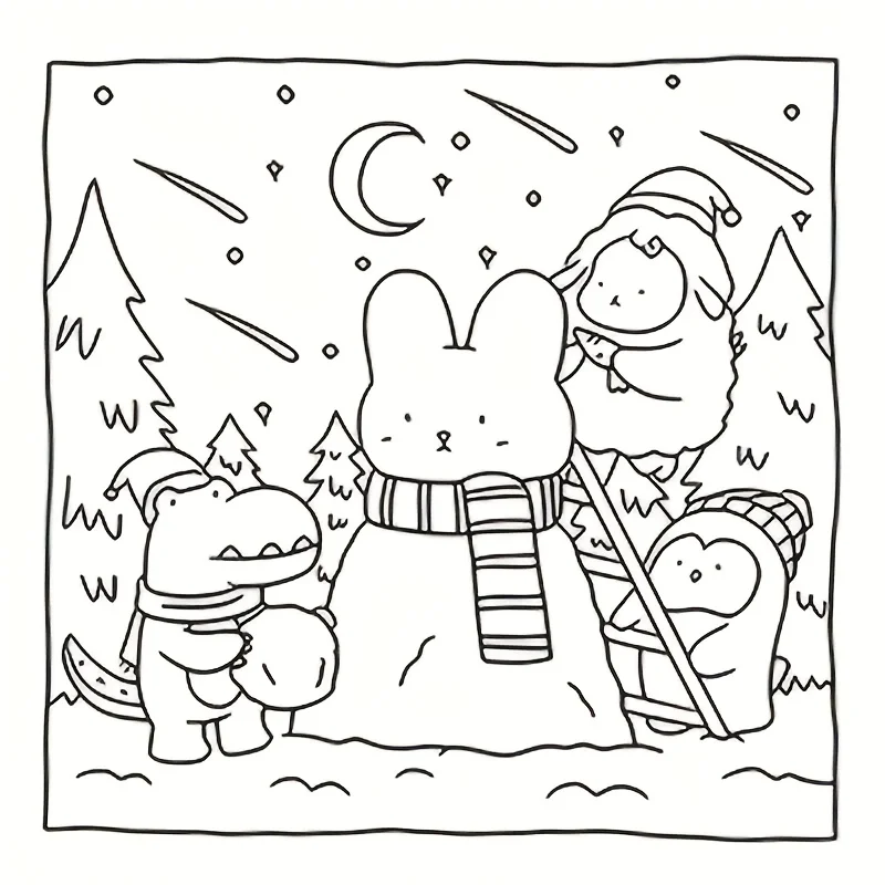 Coloring Book For Adults and Teens Featuring Adorable Christmas Creatures Fun Cartoon Coloring Book To Relax Entertainment