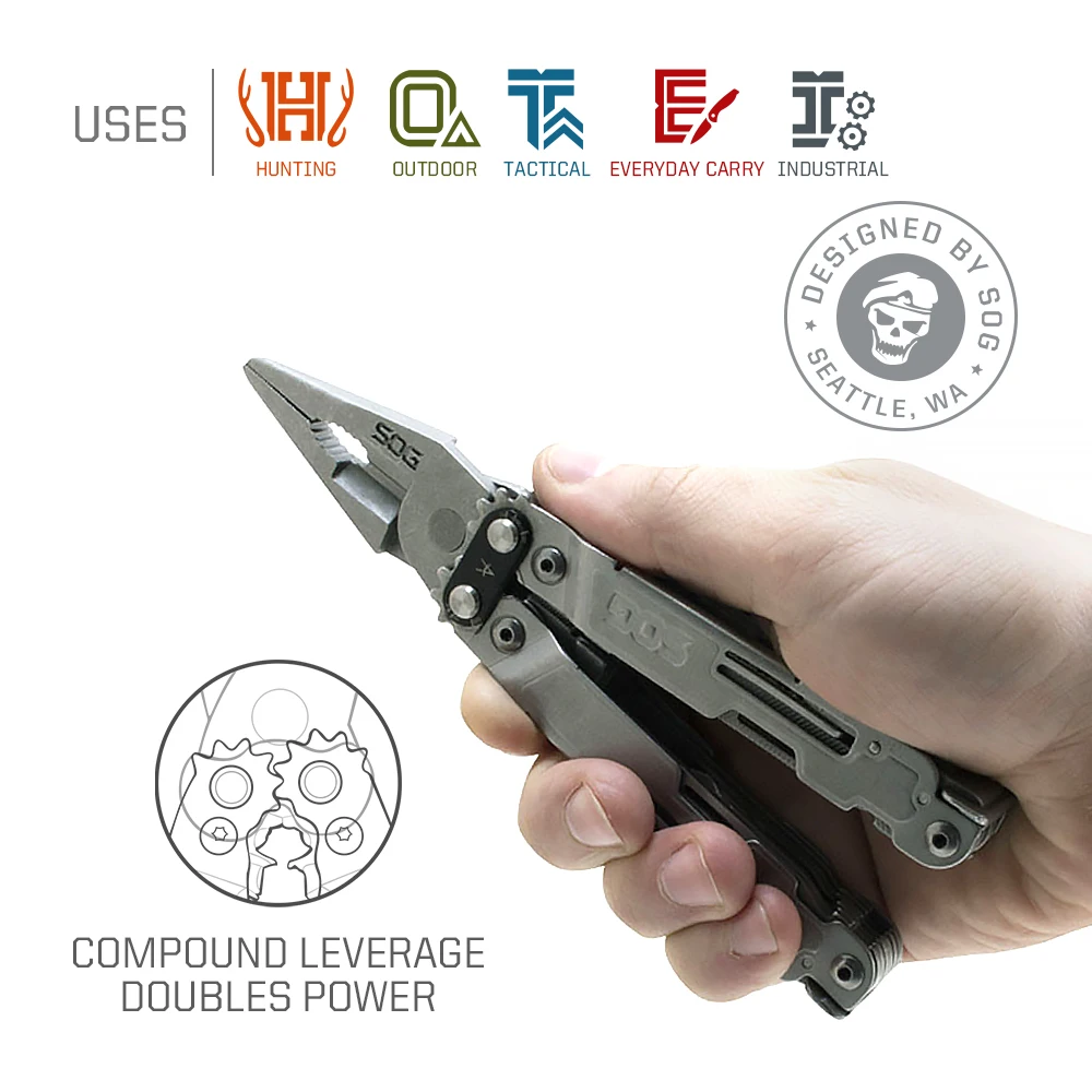 SOG 21 IN 1 PowerAccess Deluxe Tactical Gear Folding Multifunctional Pliers EDC Camping Survival Supplies Multitool Hand Tools