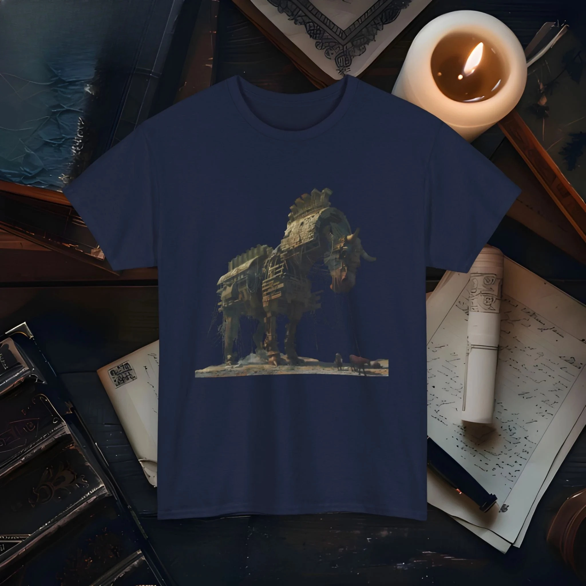 حصان طروادة الأساطير اليونانية الأسطورة القديمة الفن المحملة التصميم الأسطوري حرب طروادة التاريخية تي شيرت هواة الحصان الأسطوري