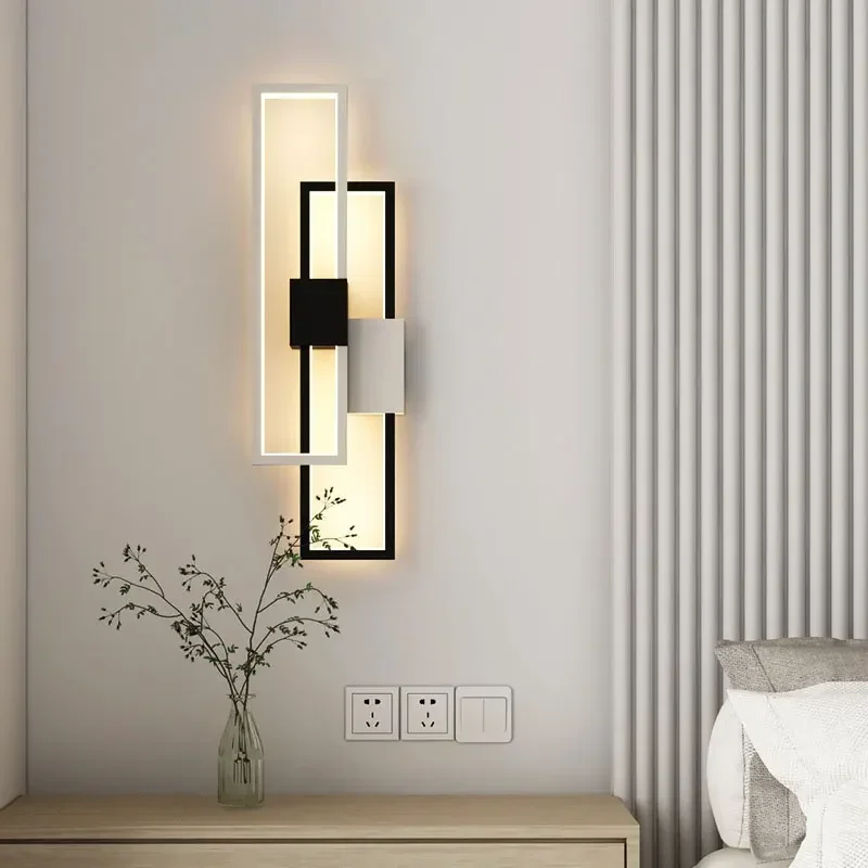 

long square bedside wall lamp Modern simple corridor porch wall lamp net red bedroom living room staircase balcony lamp