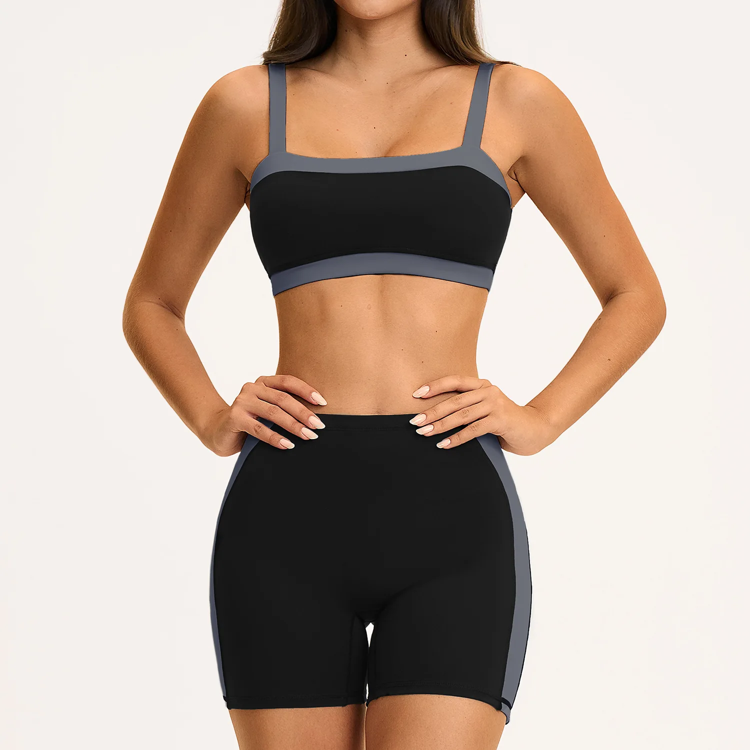 2PCS Fitness Set Short Sleeve Yoga Set Sports Capri Outfits Women's Tracksuit Workout Clothes Female Breathable Gym Fitness Suit