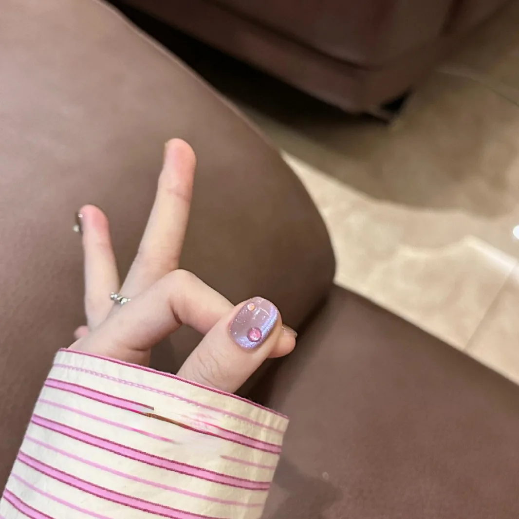 10Pcs Cat Eye Handmade Press on Nails Candy Color Fake Nails Summer Cute Wearable Stick-on Nails Full Cover False Nail Uñas 네일팁
