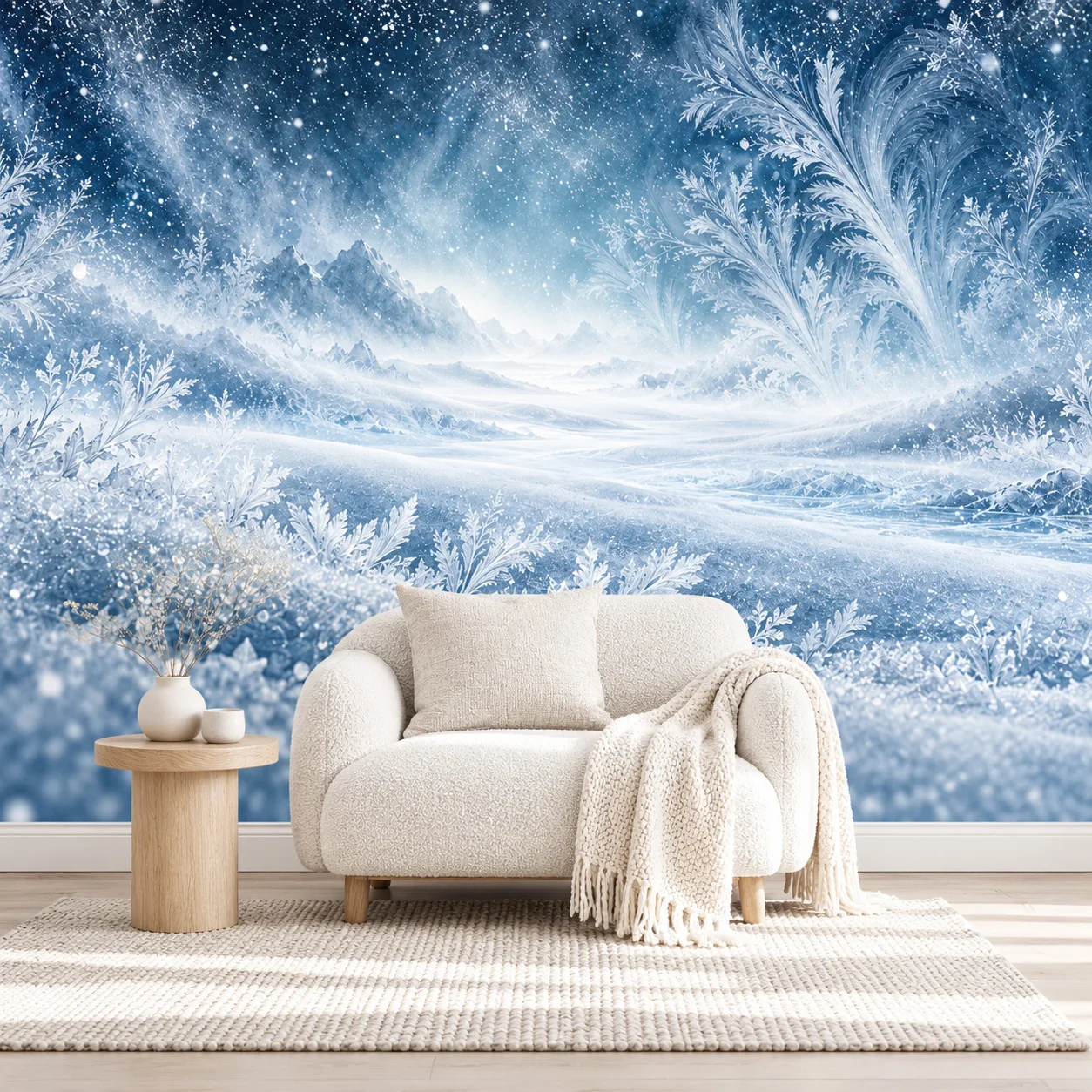 Winter Snow Wallpaper Murals Blue Ice Mountain Landscape Wall Art Living Room Bedroom Non Self Adhesive Nordic Nature Wall Decor