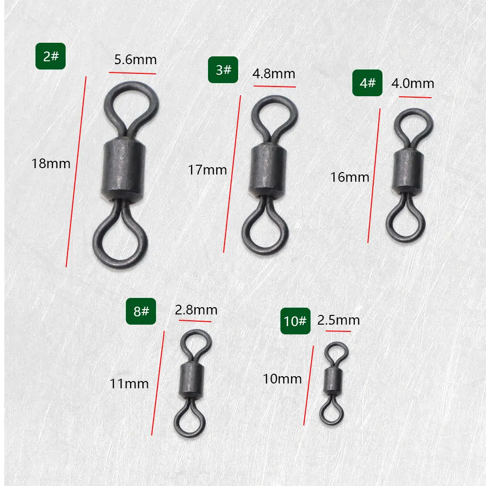 20pcs Carp Fishing Rolling Swivels For Hair Rig Fishing Accessories Anti Tangle Sleeve Connector Rigging Swivel Carp Tackle