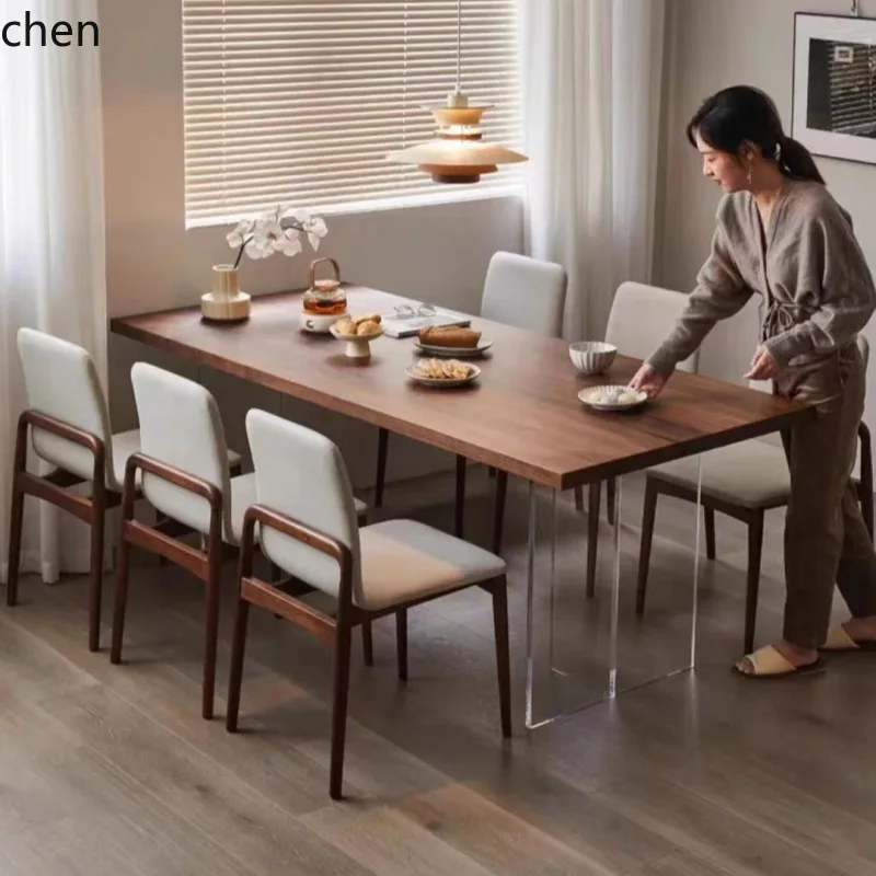 LXC Dining Table Acrylic Floating Desk Tea Table Pure Solid Wood Large Board Table Rectangular