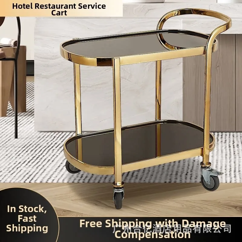 Hotel restaurant beverage service cart KTV cake cart Hotel clubhouse trolley Stainless
