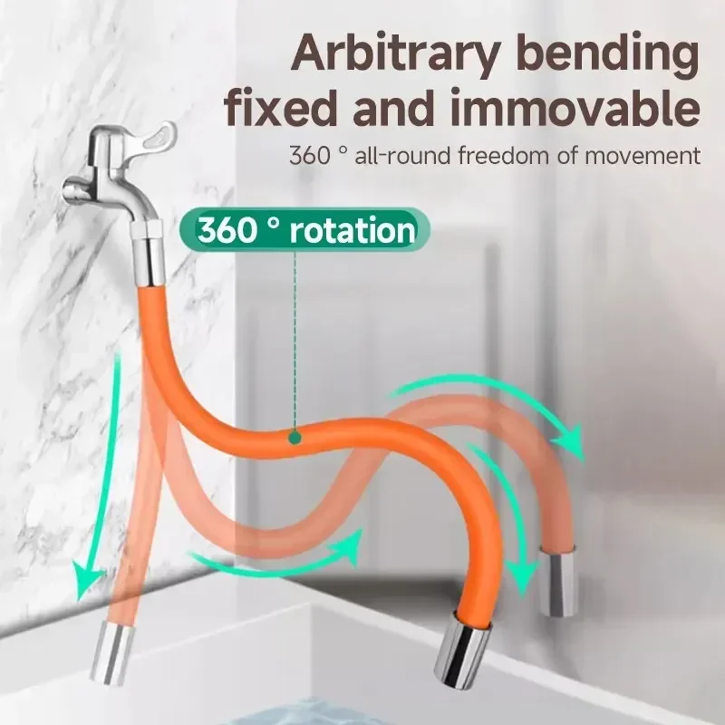 360° Rotating Silicone Water Faucet Extension Pipe Universal Flexible Hose Anti Splash Extended Connector 1pc Kitchen Bathroom