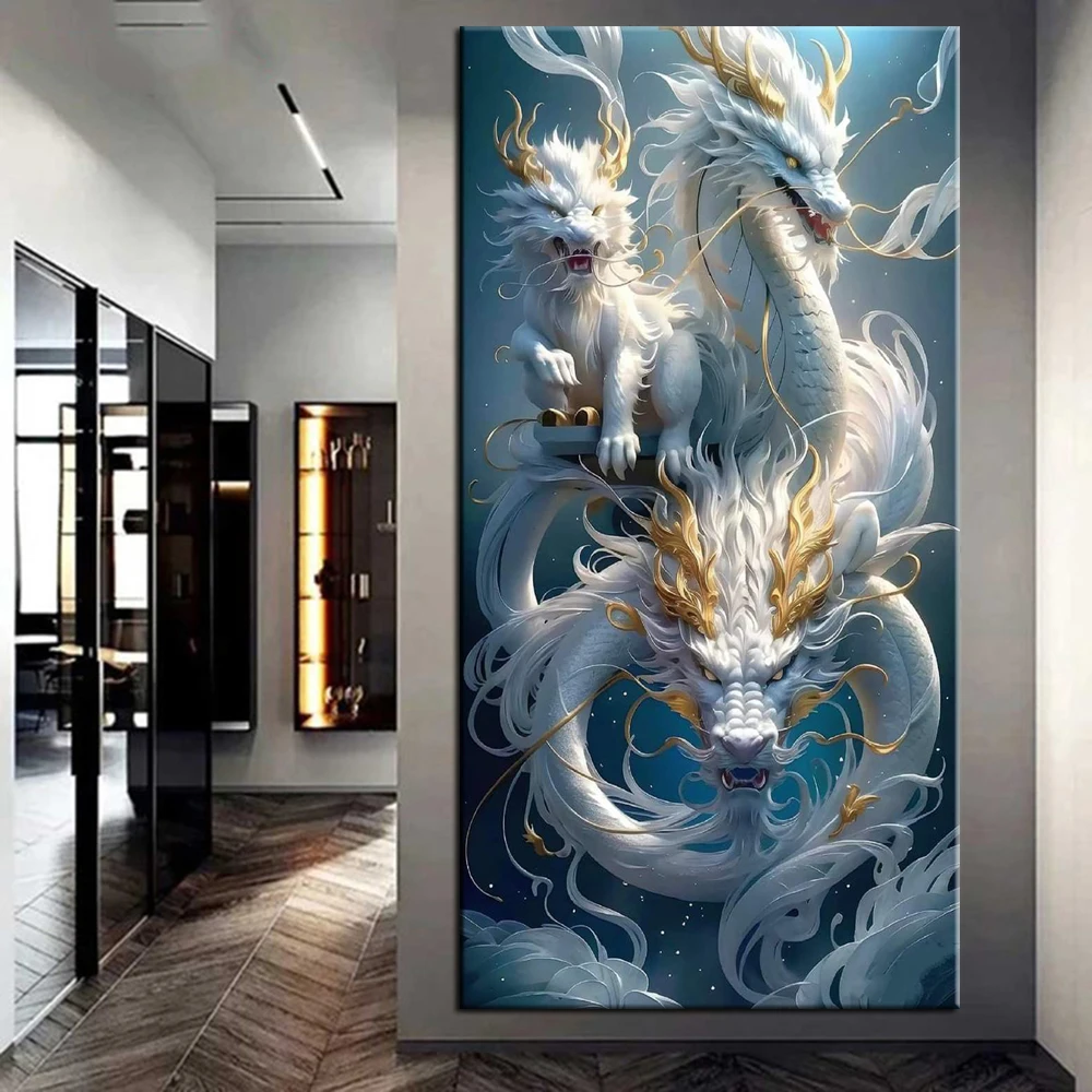 Full Drill 5D DIY Diamond Painting Chinese dragon Picture Diamond Embroidery Cross Stitch Home Decor J3575