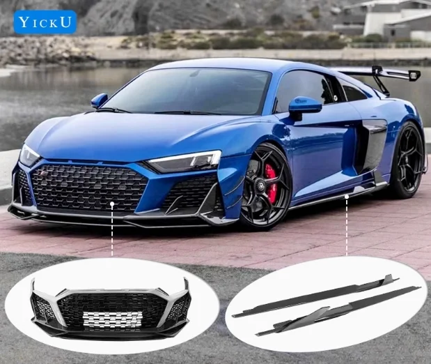 26 Styles YICKU High Quality Body Kit For Audi R8 Upgrade Capristo Style Front Bumper Side Skirt Rear Bumper Carbon Fiber