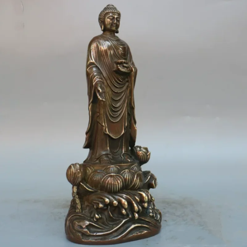 Antique bronze Western Three Saints Amitabha Buddha statue ornament home Buddhist hall desktop offering auspicious decoration