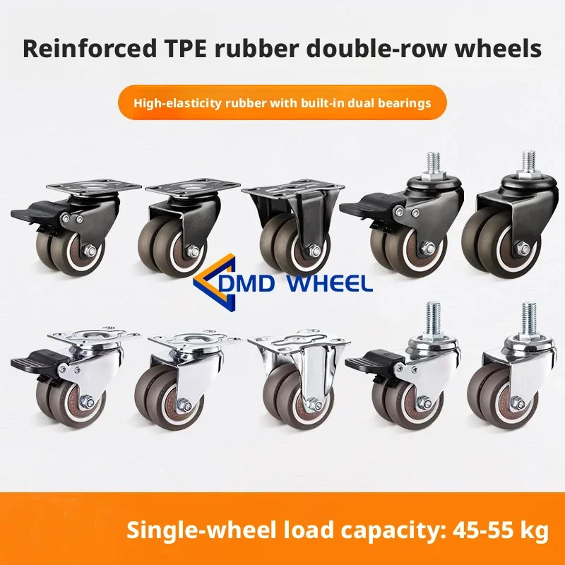 1 Pc 1.5''/2'' Silent Load-bearing Type with Bearing Rubber Wheel Sofa Coffee Table Mobile Pulley Roller Furniture Caster