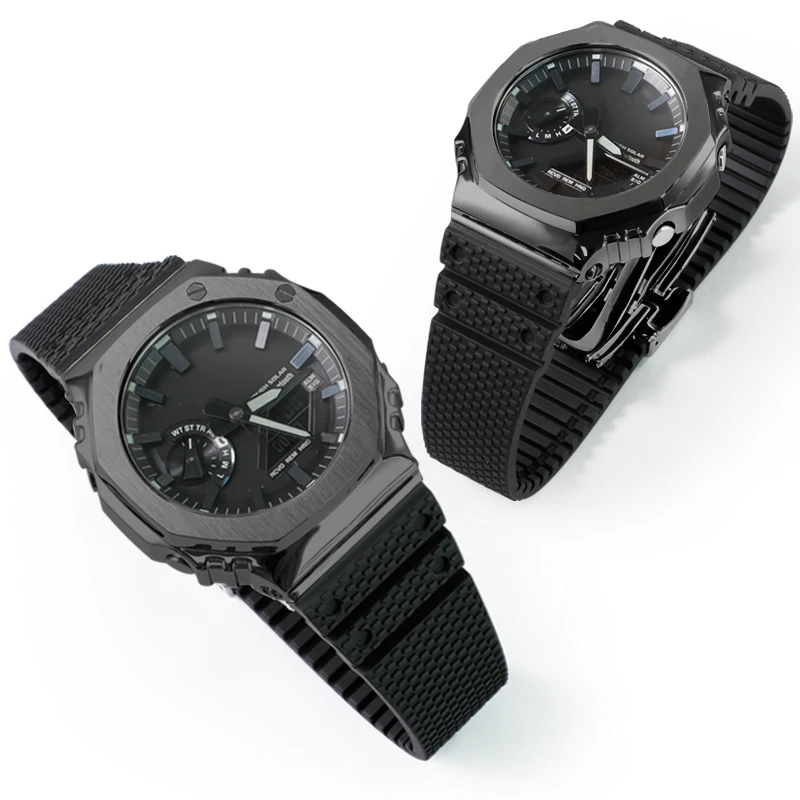 Compatibile con cassa in acciaio inossidabile GM-B2100 e cinturino in caucciù fluorurato per la modifica degli accessori dell'orologio.