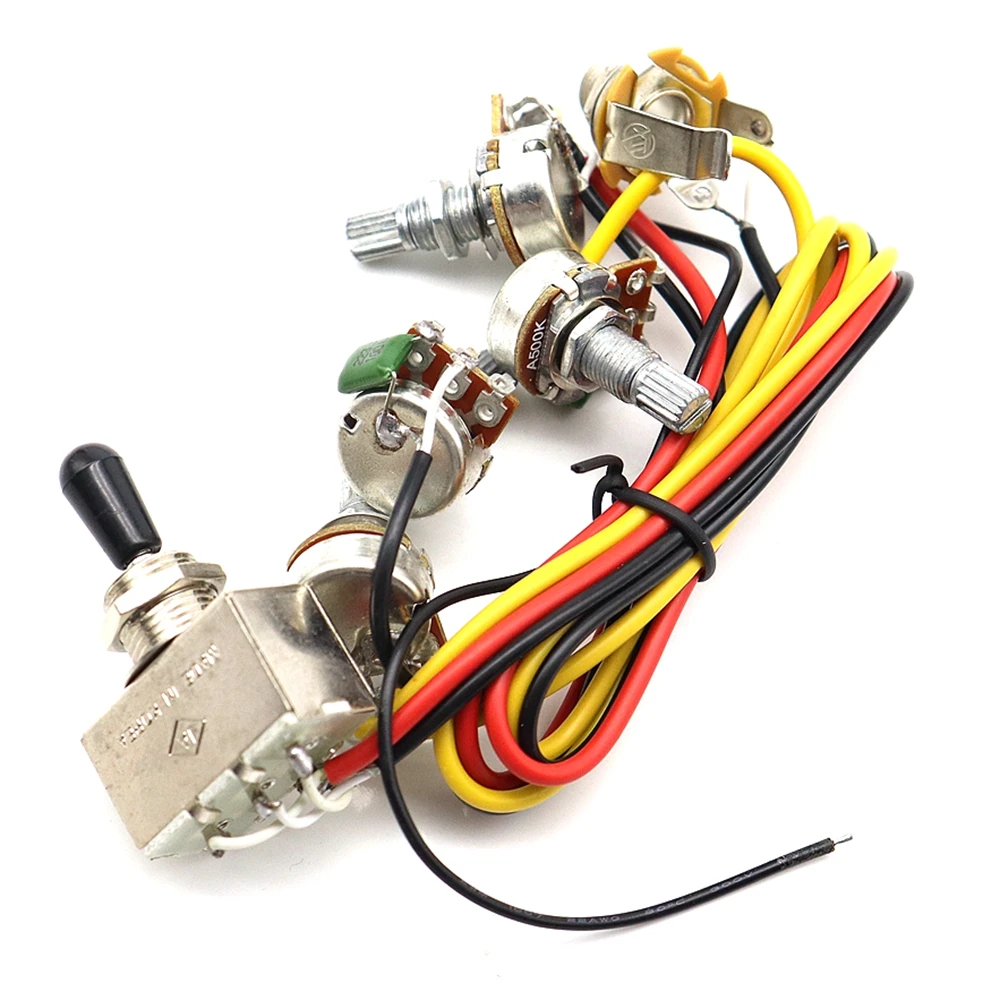 Guitar Harness Set Prewired with 3-Way Toggle Switch 2V2T Jack 500K Pots for Electric Guitar