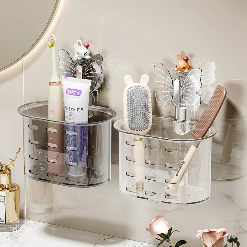 

Bathroom Shelves Bathroom Suction Cup Shelf No Punch Storage Box Bathroom Wall Mounted Sink Make-Up Storage Basket